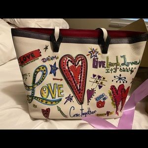 Brighton live laugh love leather tote